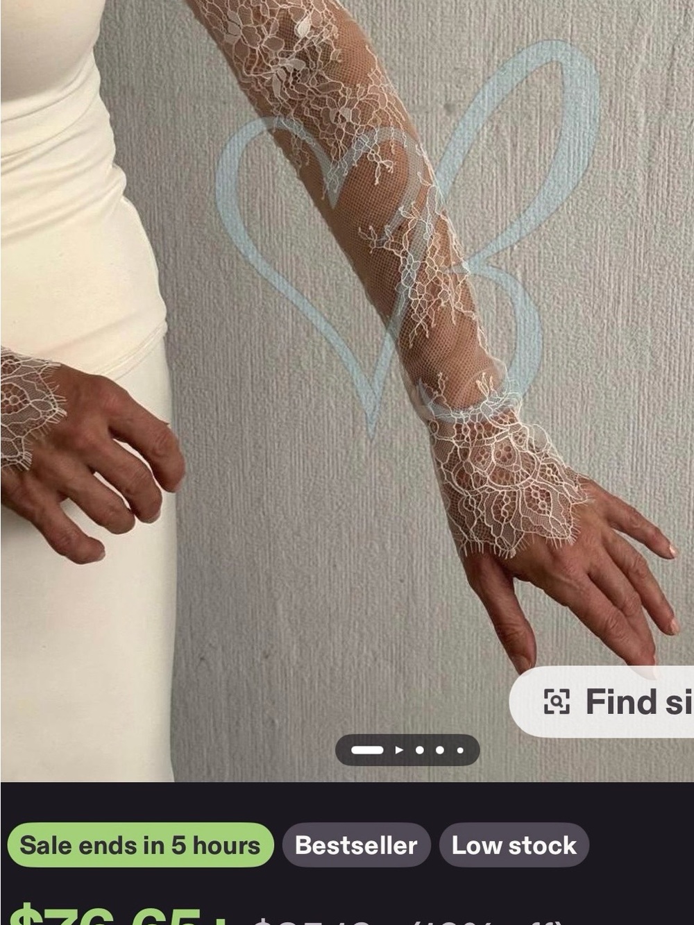 Delicate White Lace Bridal Arm Gloves